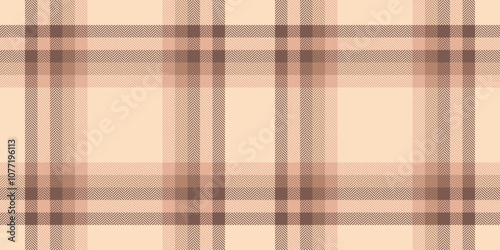 Performance check textile background, 1940s vector texture fabric. Regular seamless plaid tartan pattern in orange and light colors.