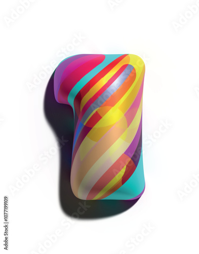 Números 3D estilo globo Abstractos en Líneas de Colores Vibrantes 
