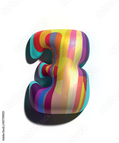 Números 3D estilo globo Abstractos en Líneas de Colores Vibrantes 
