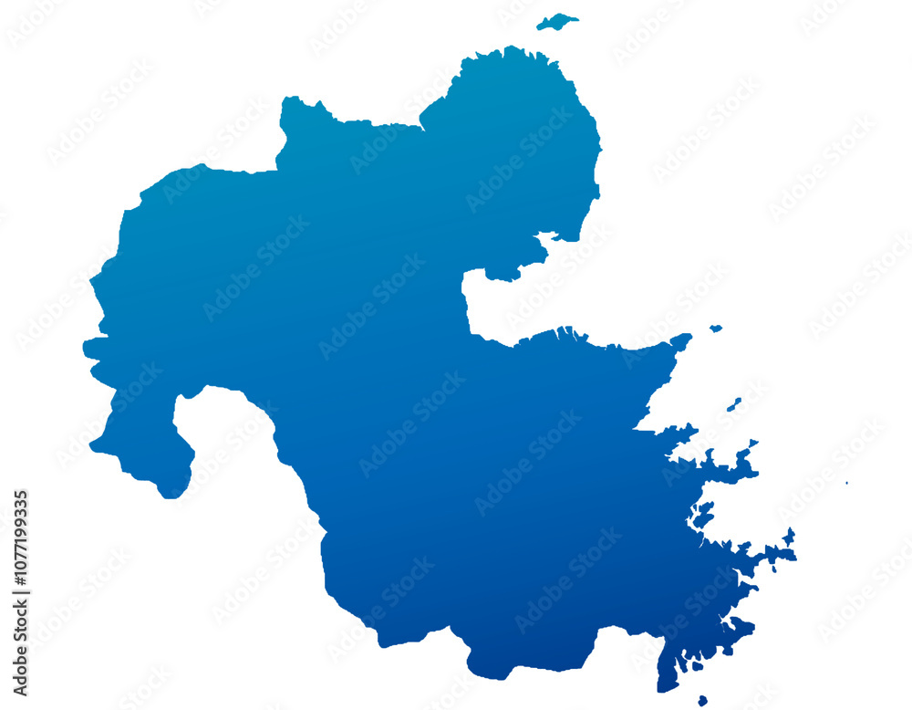 Fototapeta premium 大分県 地図 青色 グラデーション イラスト