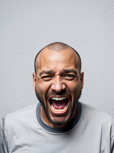 Witness the intriguing contrast of emotions on a twofaced man photo