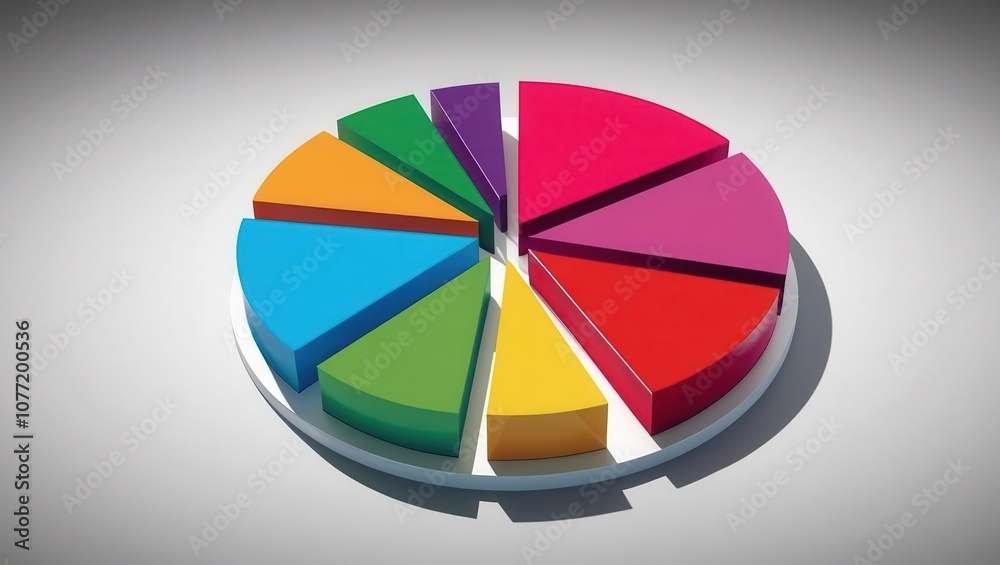 Obraz premium Vibrant 3D Pie Chart for Business Analysis and Presentation