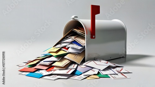 Overflowing Mailbox with Colorful Letters and Cards