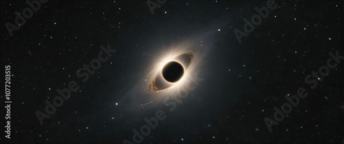 Visualization of a black hole bending light around it in deep space