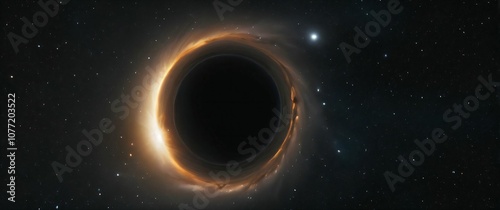 Visualization of a black hole bending light around it in deep space