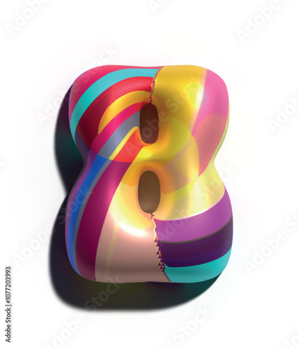 Números 3D estilo globo Abstractos en Líneas de Colores Vibrantes 