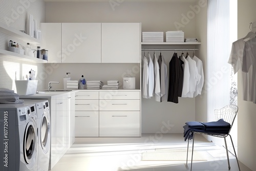 Stylish laundry room with functional design.