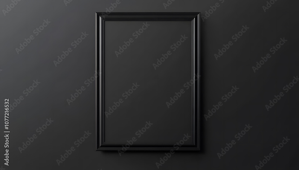Elegant Black Picture Frame on Dark Textured Wall Background Elegant Black Picture Frame on Dark Textured Wall Background