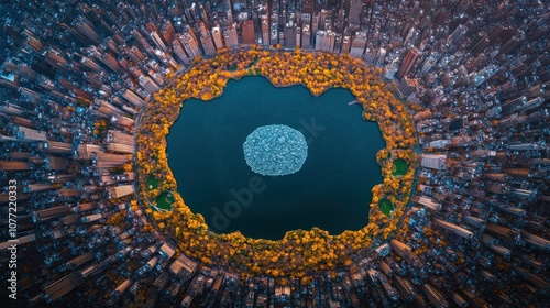 Aerial view of Central Park in NYC.