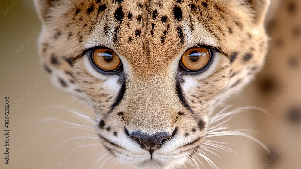 Fototapeta premium A close up of a cheetah's face with brown eyes