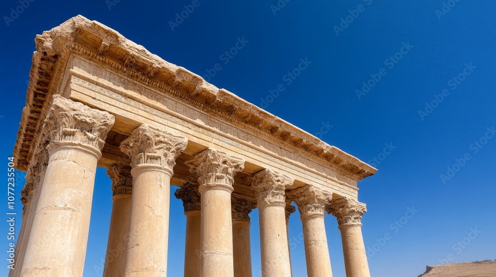 Fototapeta premium A group of stone pillars in front of a blue sky