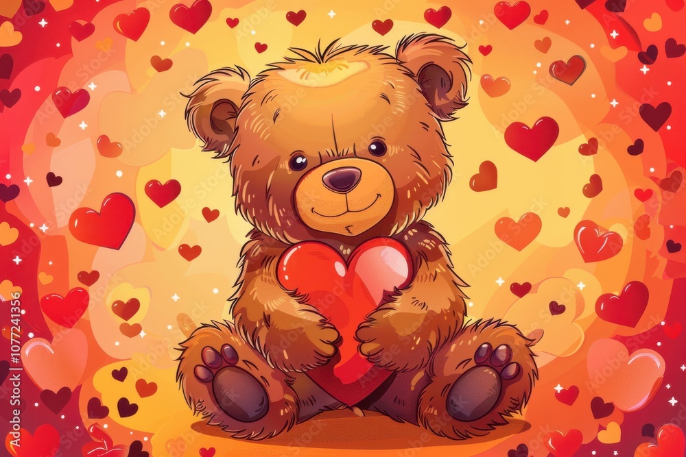 Obraz premium Teddy bear, valentine's day