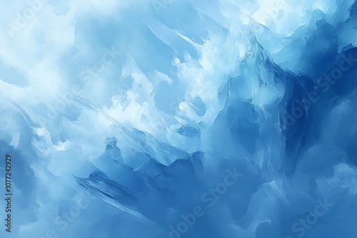 Icy Glacier Texture Wallpaper with Translucent Blues