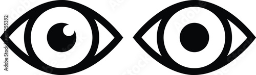 Eye icon in flat line set. Eyesight symbol vector for apps or website. Retina, cornea scan eye icons. Simple eyes silhouette see view vision sight look sign isolated on transparent background