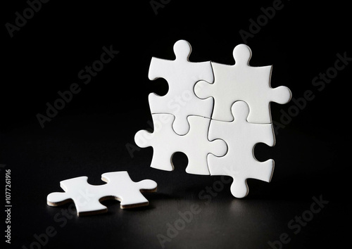 white puzzles arranged on a black background