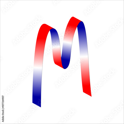 Red white blue flag ribbon tricolor gradient celebration freedom day vector illustration eps