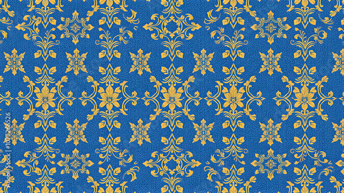 blue background with golden ornament