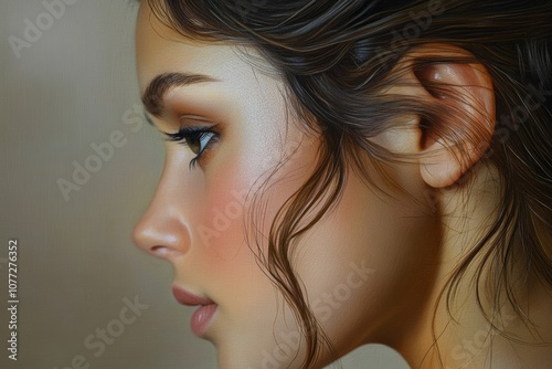 close up of a beautiful woman's ear  photo