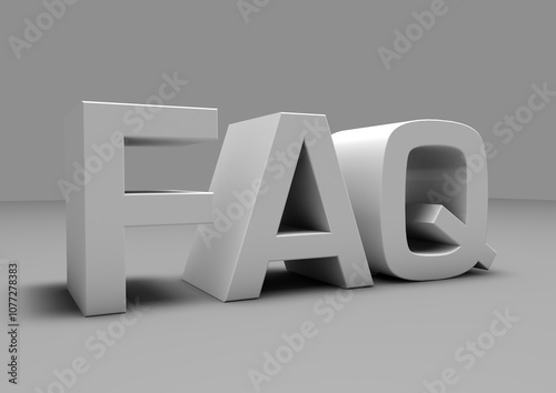 Side view of frequently asked questions.3d render illustration.