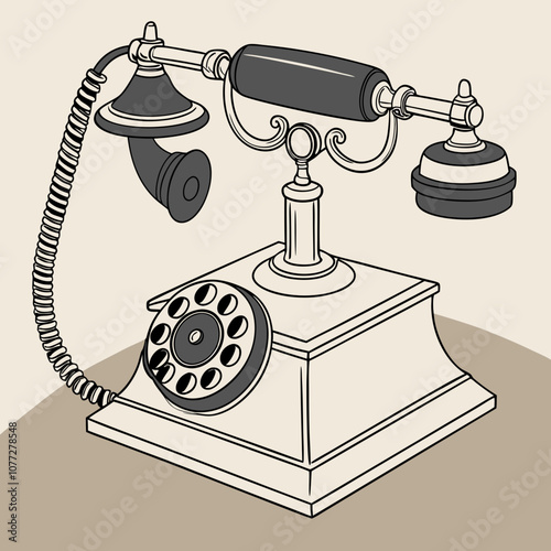 retro telephone on a white