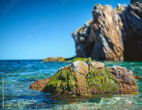 Estampa mediterranea, el mar frende a las rocas de costa