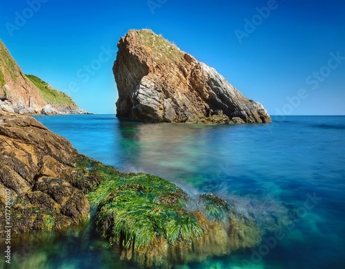 Estampa mediterranea, el mar frende a las rocas de costa photo