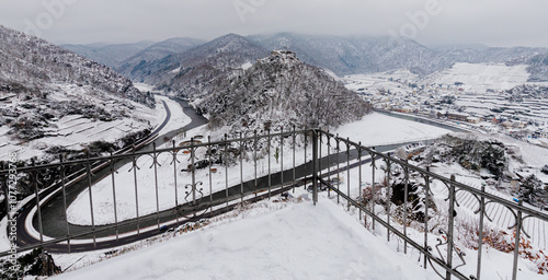 Blick ins winterliche Ahrtal von der Aussichtsplattform an der Michaelskapelle photo