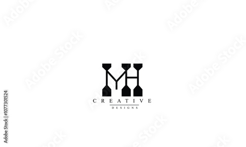 Alphabet letters Initials Monogram logo MH HM M H