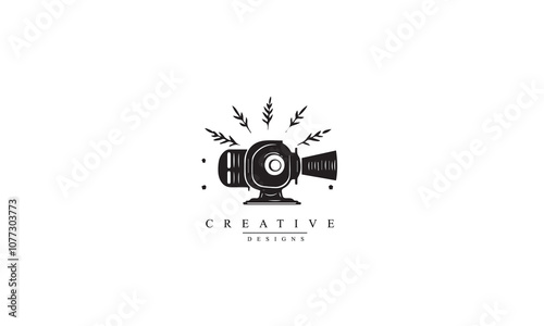 Cinema Production camera movie black Logo Design white background