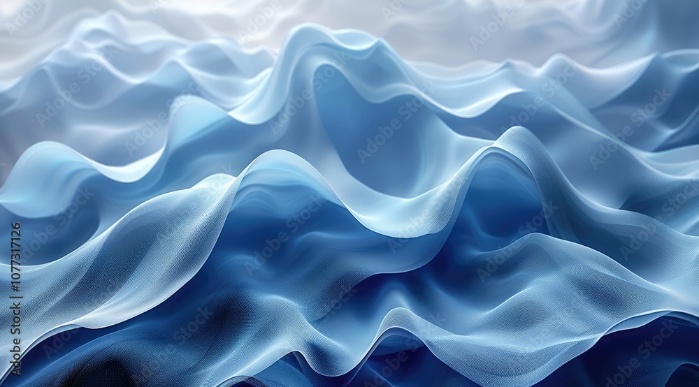 Obraz premium Abstract blue and white wavy fabric background.