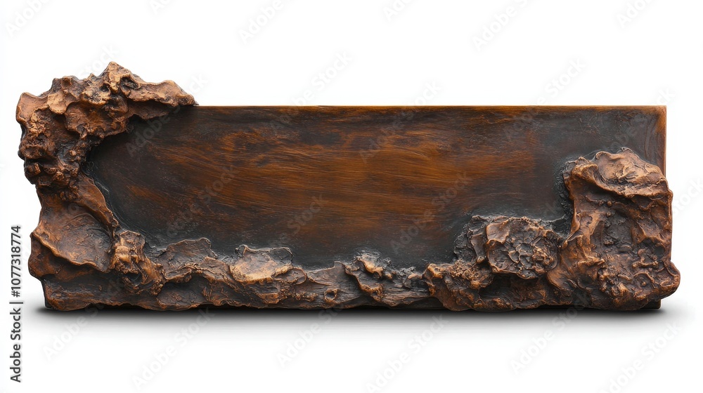 Fototapeta premium Rustic wooden sculpture with organic texture on a white background