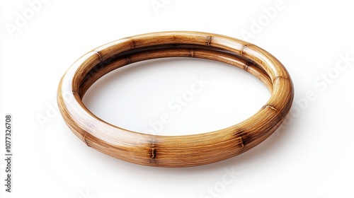 Minimalist bamboo bracelet on white background showcasing eco-friendly design photo