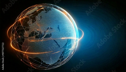 Earth in space. Planet earth with glowing effect. Network. Technology.