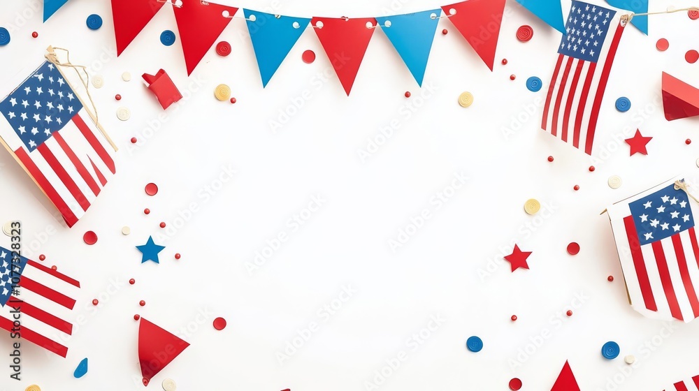 Obraz premium Festive background with flags and decorations.