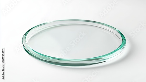 Transparent glass petri dish on white background for laboratory experiments photo