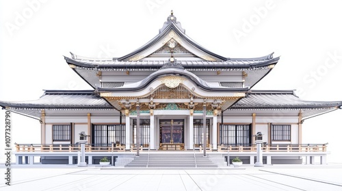 White background of Byodo Temple in Japan photo