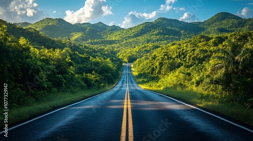Scenic Road Through Lush Green Mountains