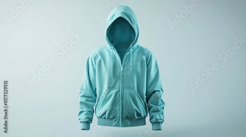 This 3D rendering is of a windrunner jacket mockup in front view isolated on a white background photo