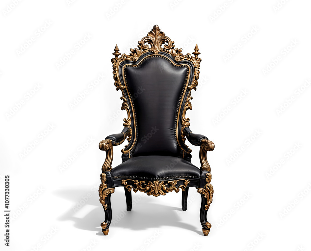 Luxurious Black and Gold Throne Chair Isolated on Transparent ...
