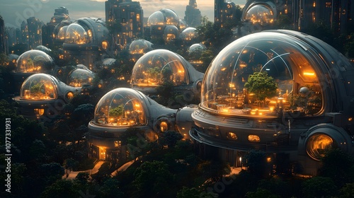 Wallpaper Mural Futuristic Cityscape with Domes Torontodigital.ca