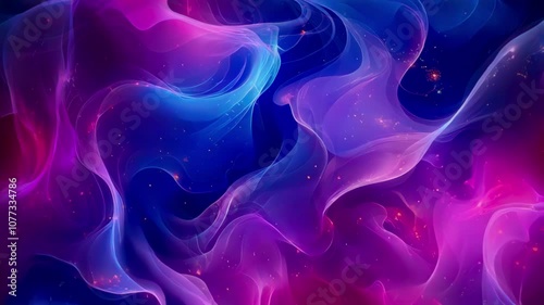 Purpole and blue swirls of smoke  or ink abstract loopable background photo