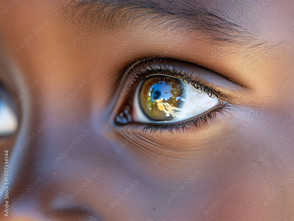 Naklejka premium Child's eye reflecting nature