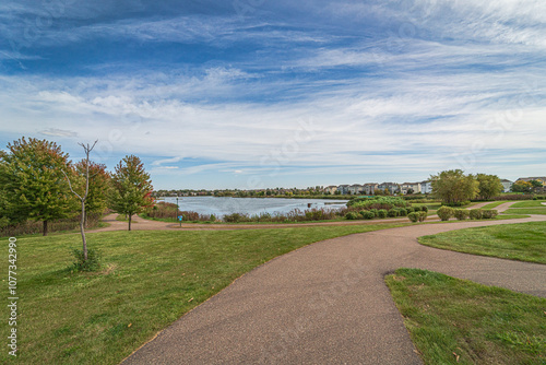 path in the park by lake