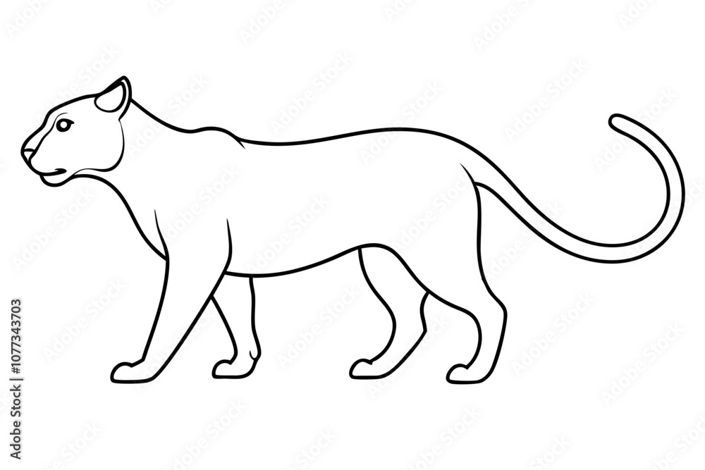 Fototapeta premium Minimalist Panther in Line Art Vector Illustration
