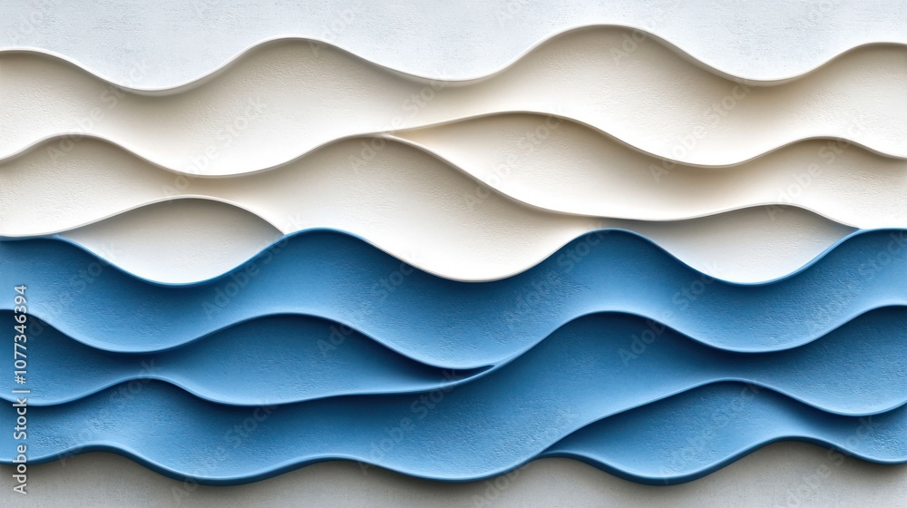 Fototapeta premium Abstract blue and white waves.