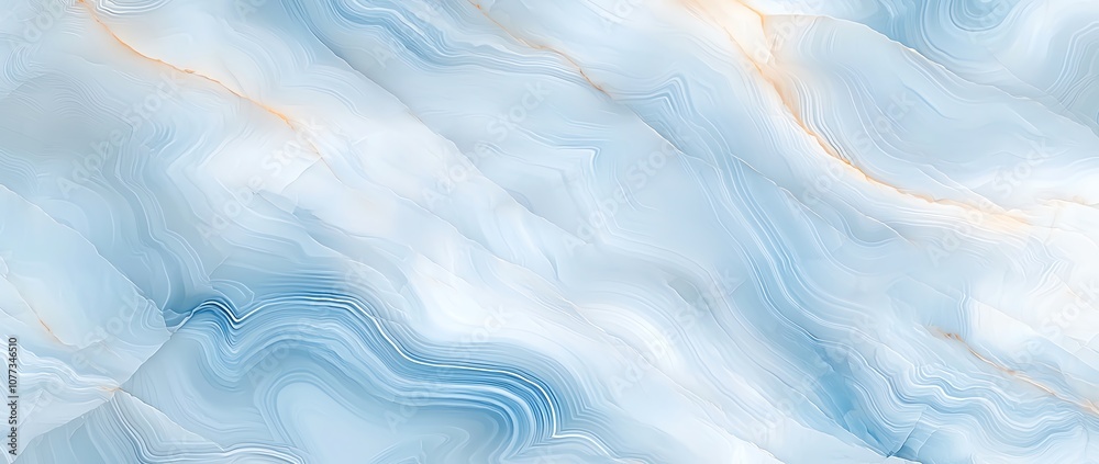 Obraz premium Abstract blue and white marble texture with fluid, wavy patterns and subtle golden highlights. Ideal for backgrounds and design inspiration.