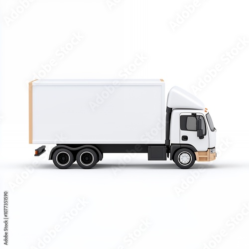 White Delivery Truck Isolated on White Background.