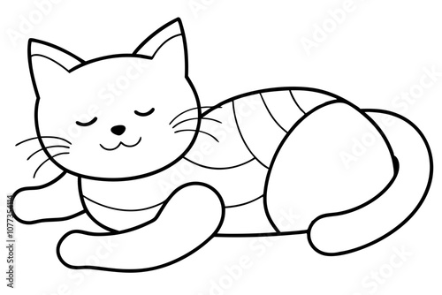 A cute cartoon cat wearing a bathing scalp is sleep