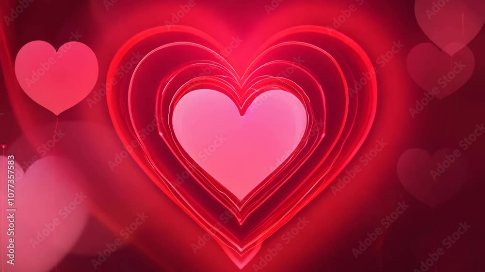 Glowing hearts on red for celebration Glowing hearts on red for celebration