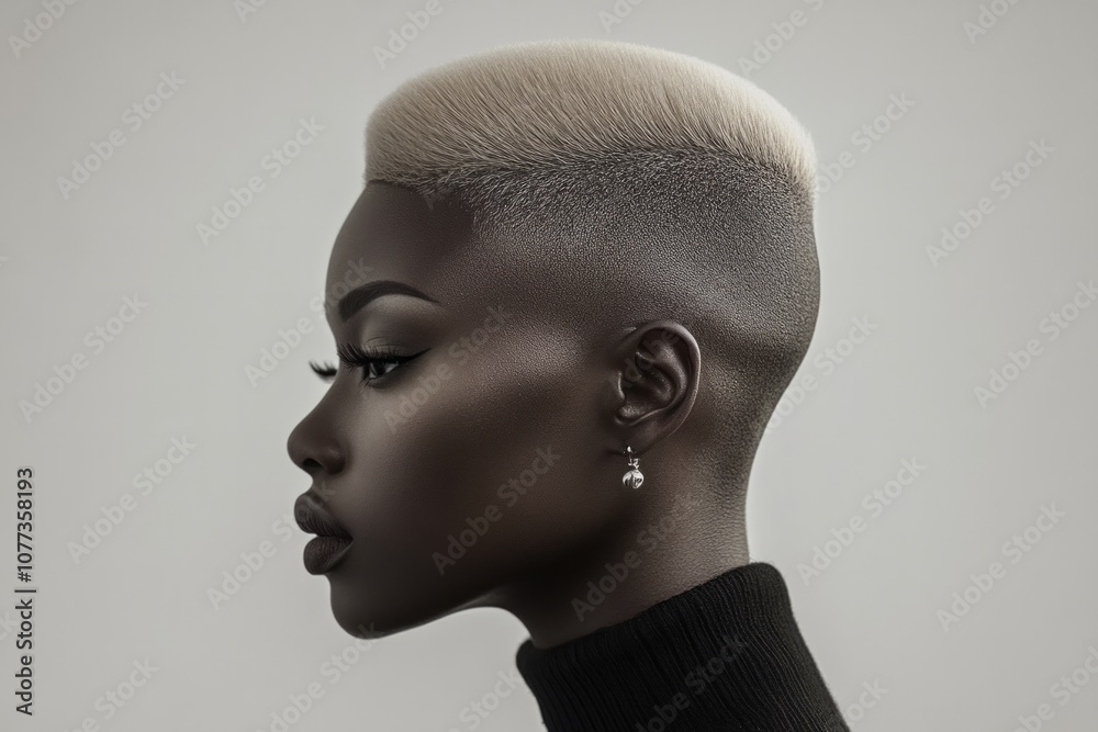 Beautiful woman white skin wearing a perfect sleek high blonde flattop hairstyle Beautiful woman white skin wearing a perfect sleek high blonde flattop hairstyle